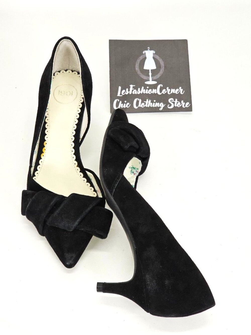 NWT 1901 Women's Black Velvet Barrett Bow Kitten Heels Size 6 1843 - Picture 9 of 15